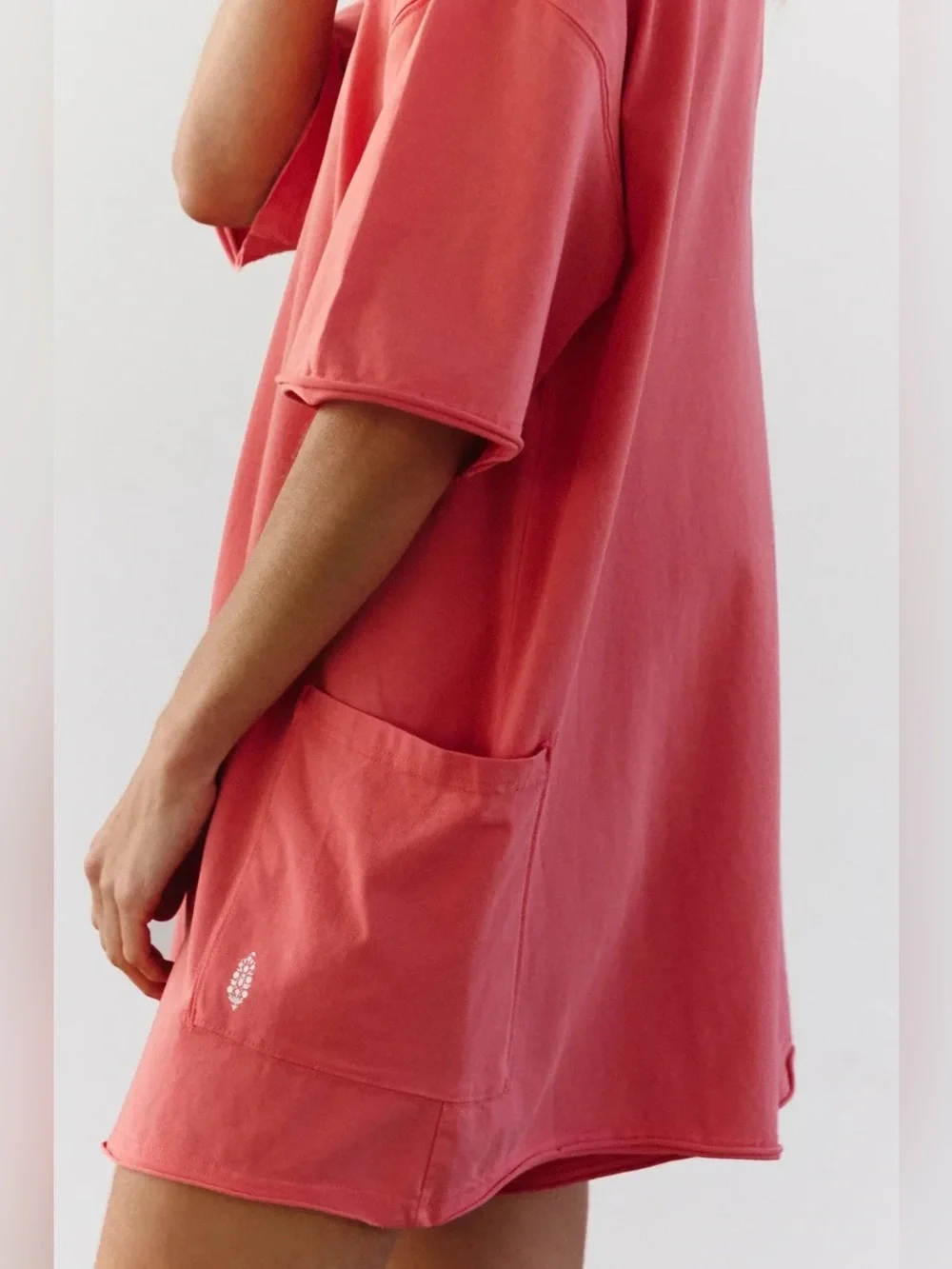 NWT FREE PEOPLE MOVEMENT Hot Shot Tee Romper - Hibiscus $60 MSRP